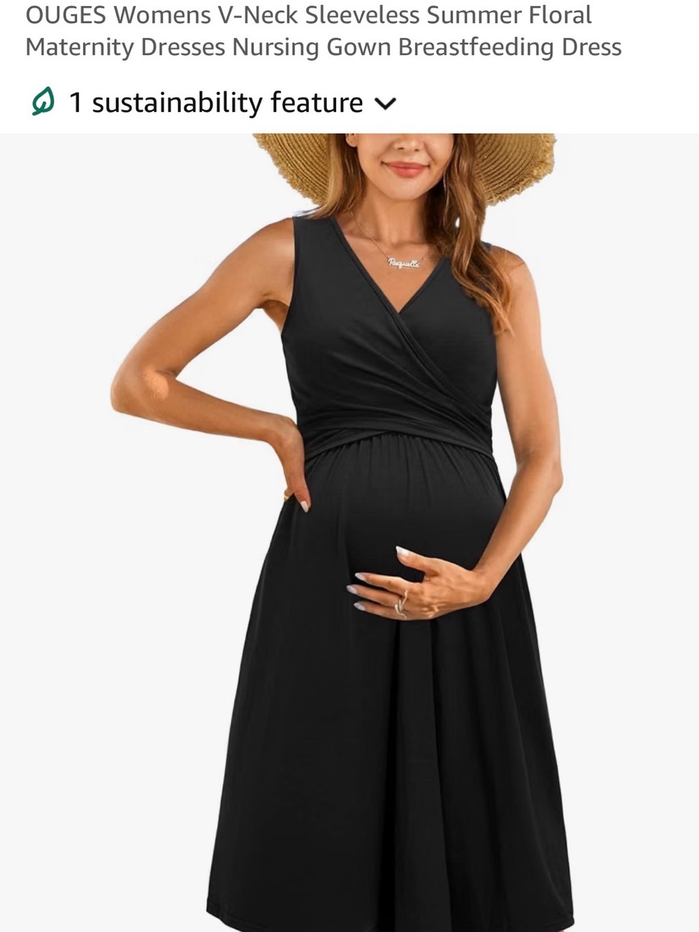 FREE Womens V-Neck Sleeveless Black Maternity Nursing Dress